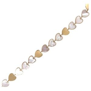 14 k yellow gold mother of Pearl heart bracelet
